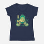 The Greatest Hero-Womens-V-Neck-Tee-grevalra