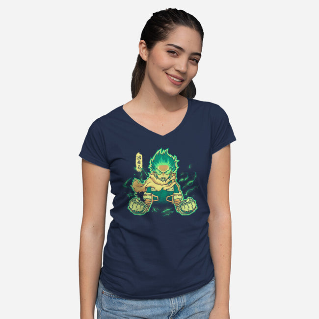 The Greatest Hero-Womens-V-Neck-Tee-grevalra