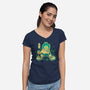 The Greatest Hero-Womens-V-Neck-Tee-grevalra
