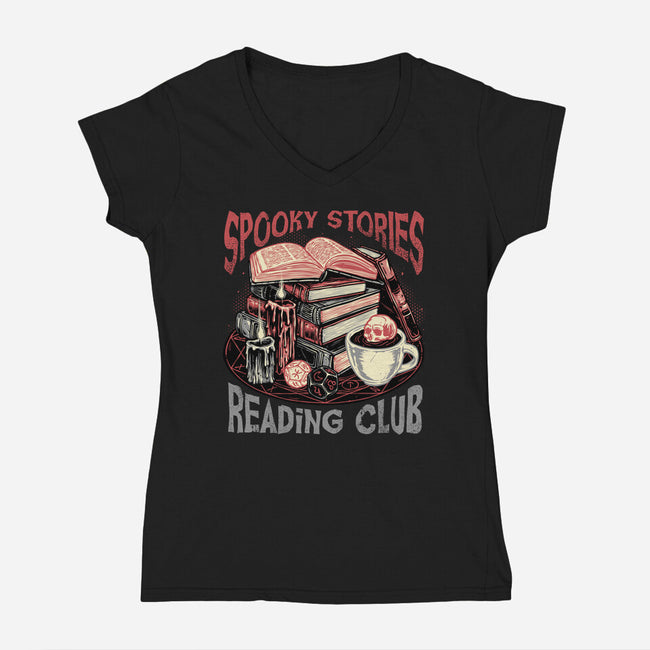 Spooky Stories Reading Club-Womens-V-Neck-Tee-glitchygorilla