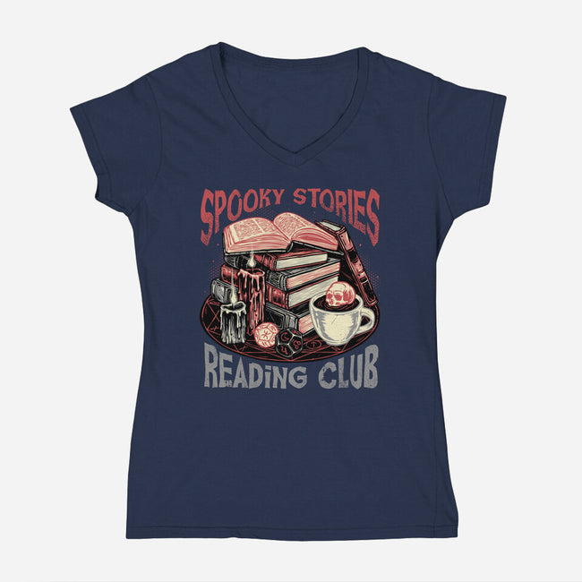 Spooky Stories Reading Club-Womens-V-Neck-Tee-glitchygorilla