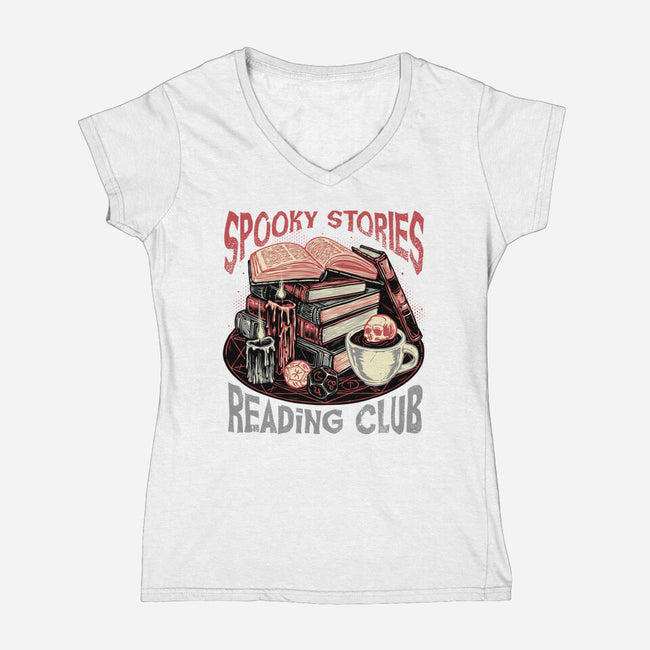 Spooky Stories Reading Club-Womens-V-Neck-Tee-glitchygorilla