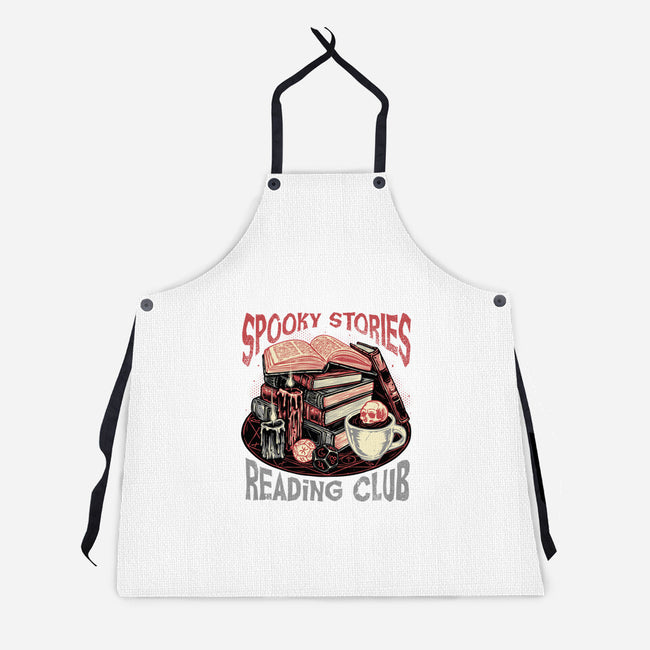 Spooky Stories Reading Club-Unisex-Kitchen-Apron-glitchygorilla