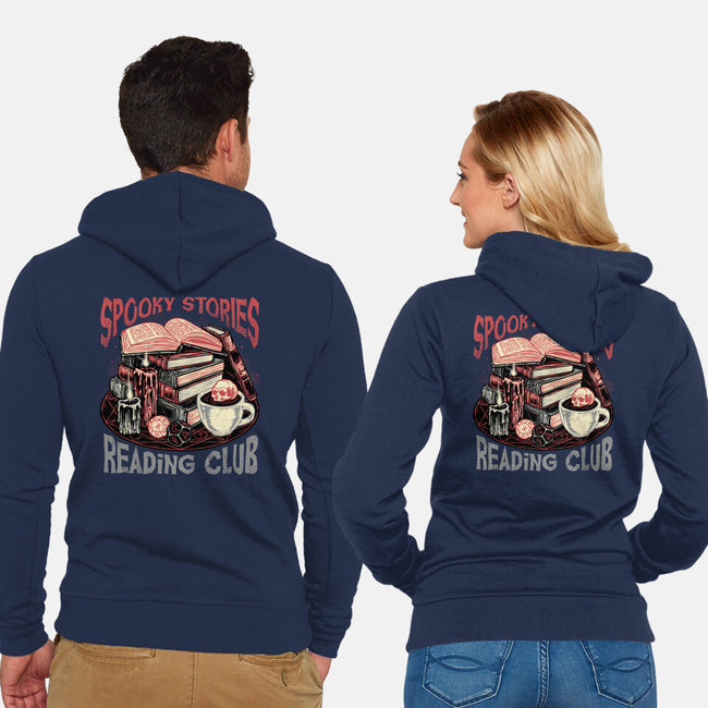 Spooky Stories Reading Club-Unisex-Zip-Up-Sweatshirt-glitchygorilla