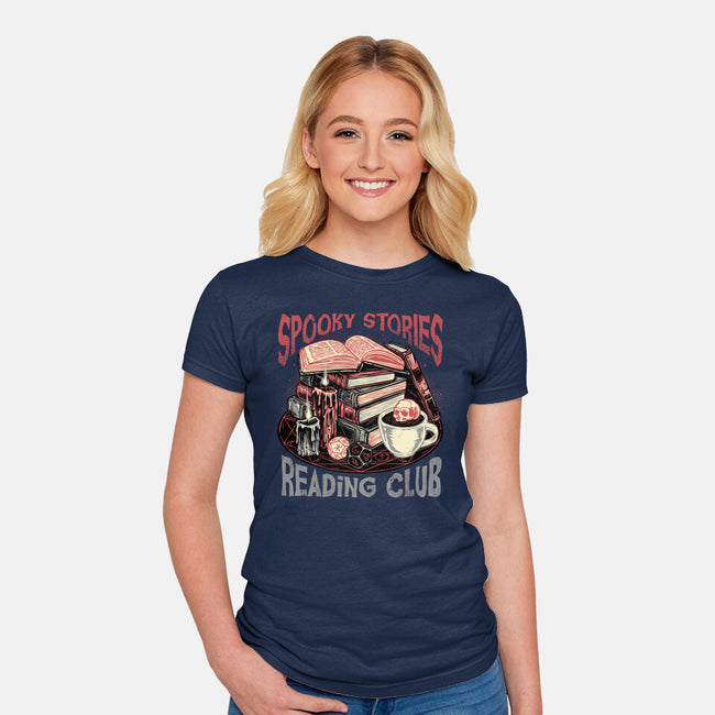 Spooky Stories Reading Club-Womens-Fitted-Tee-glitchygorilla