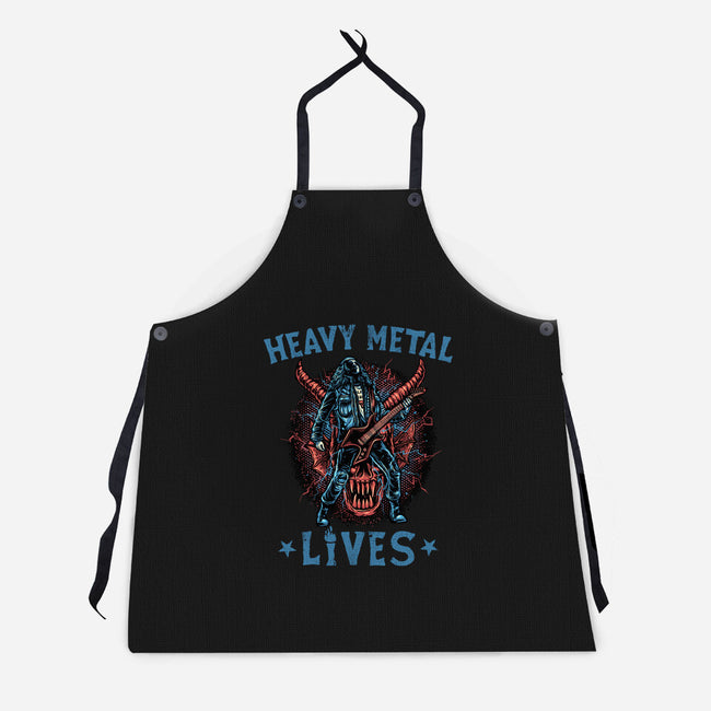 Heavy Metal Lives-Unisex-Kitchen-Apron-glitchygorilla