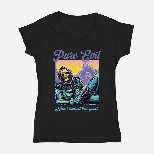 Pure Evil Never Looked This Good-Womens-V-Neck-Tee-glitchygorilla