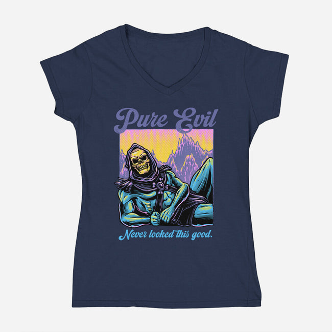 Pure Evil Never Looked This Good-Womens-V-Neck-Tee-glitchygorilla