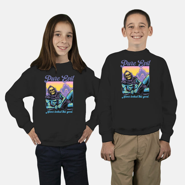 Pure Evil Never Looked This Good-Youth-Crew Neck-Sweatshirt-glitchygorilla