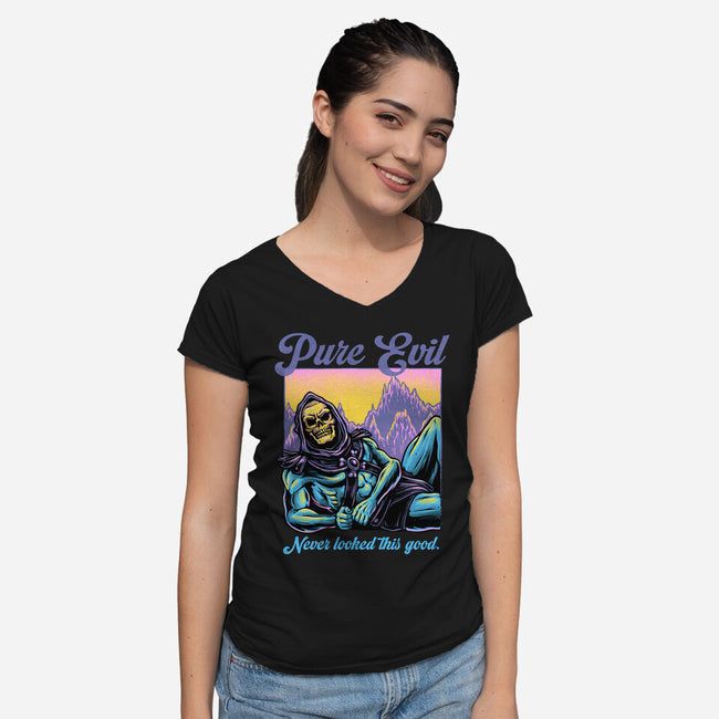 Pure Evil Never Looked This Good-Womens-V-Neck-Tee-glitchygorilla