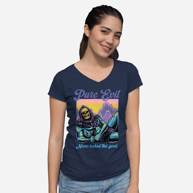 Pure Evil Never Looked This Good-Womens-V-Neck-Tee-glitchygorilla