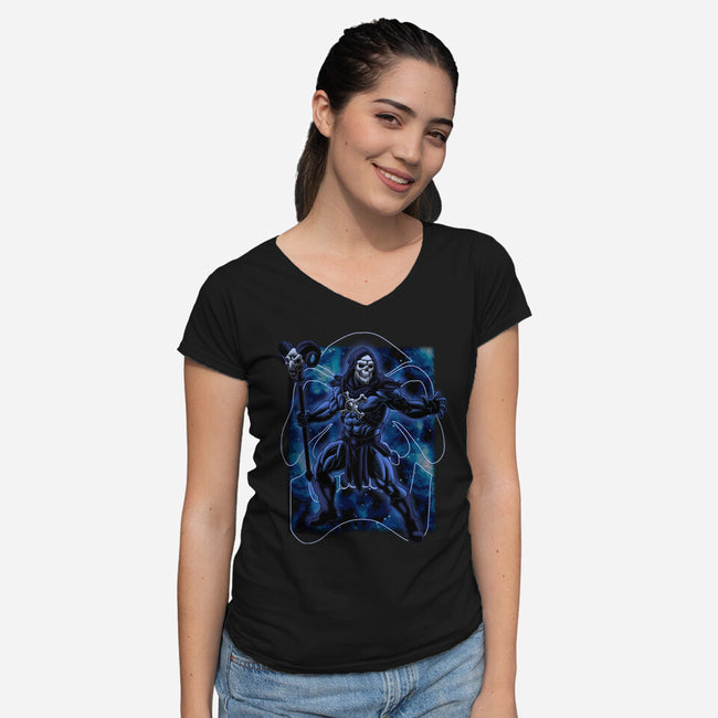 Eternian Shadows-Womens-V-Neck-Tee-Astrobot Invention
