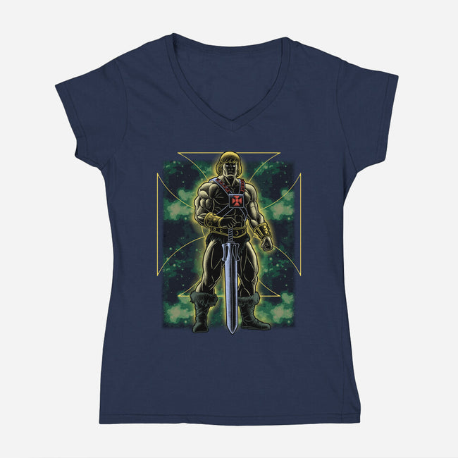 The Invincible Of Eternia-Womens-V-Neck-Tee-Astrobot Invention