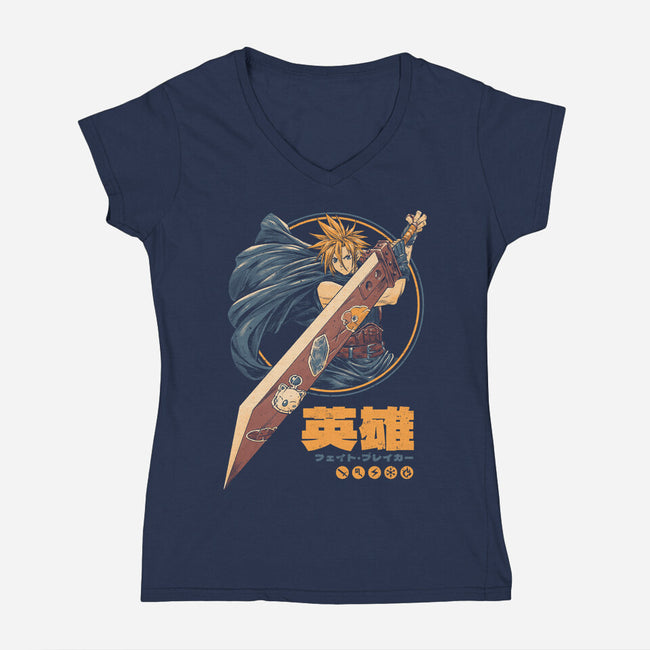 Blade Of Destiny-Womens-V-Neck-Tee-eduely