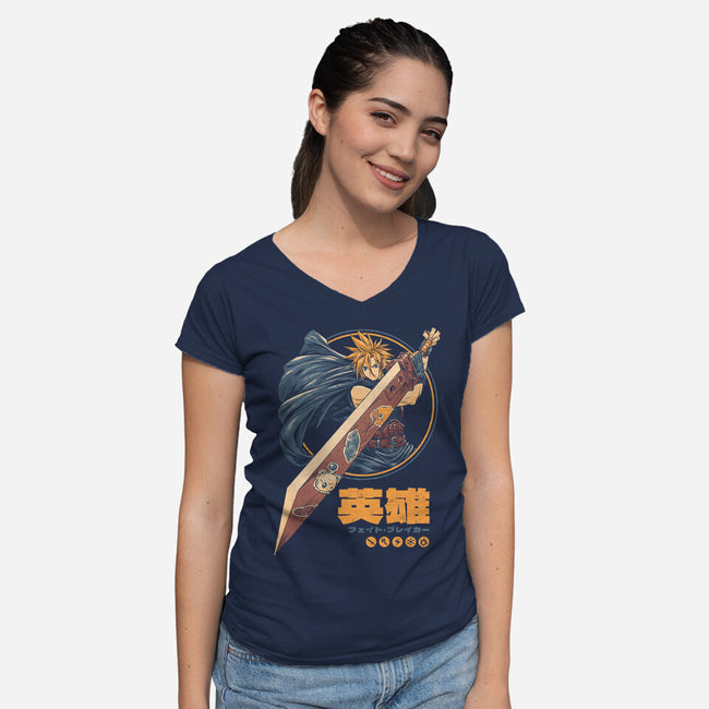 Blade Of Destiny-Womens-V-Neck-Tee-eduely