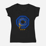 Omni Consumer Products Mega Corp-Womens-V-Neck-Tee-rocketman_art