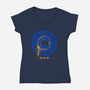 Omni Consumer Products Mega Corp-Womens-V-Neck-Tee-rocketman_art