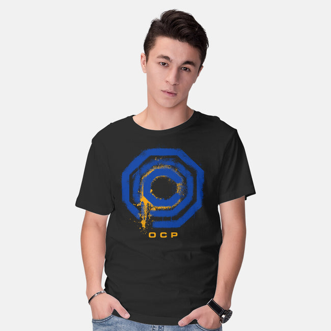 Omni Consumer Products Mega Corp-Mens-Basic-Tee-rocketman_art