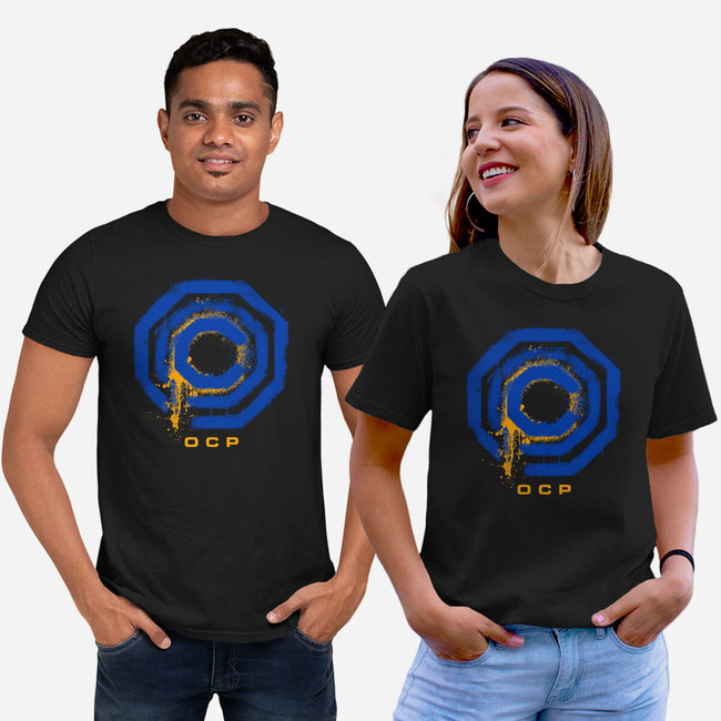 Omni Consumer Products Mega Corp-Unisex-Basic-Tee-rocketman_art