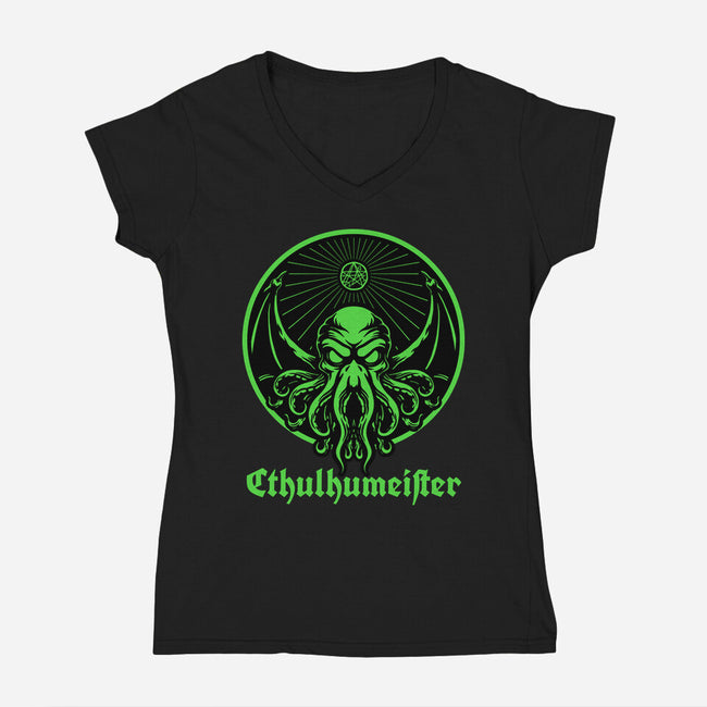 Cthulhu Drink Label-Womens-V-Neck-Tee-Studio Mootant