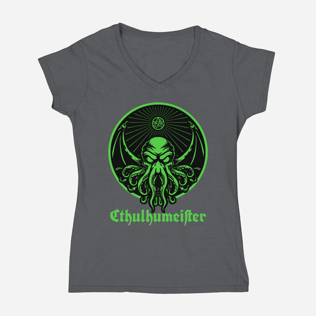Cthulhu Drink Label-Womens-V-Neck-Tee-Studio Mootant