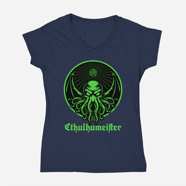 Cthulhu Drink Label-Womens-V-Neck-Tee-Studio Mootant