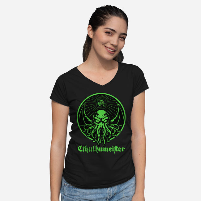 Cthulhu Drink Label-Womens-V-Neck-Tee-Studio Mootant