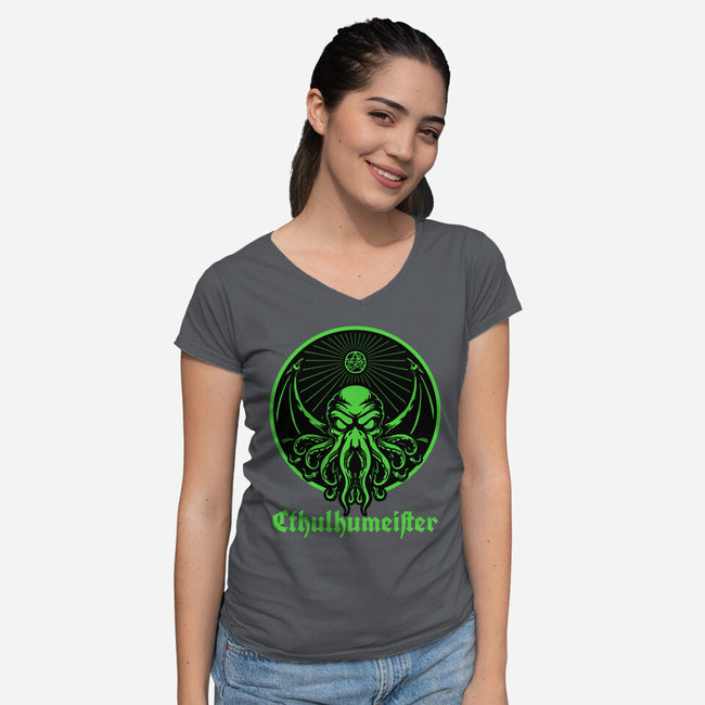 Cthulhu Drink Label-Womens-V-Neck-Tee-Studio Mootant