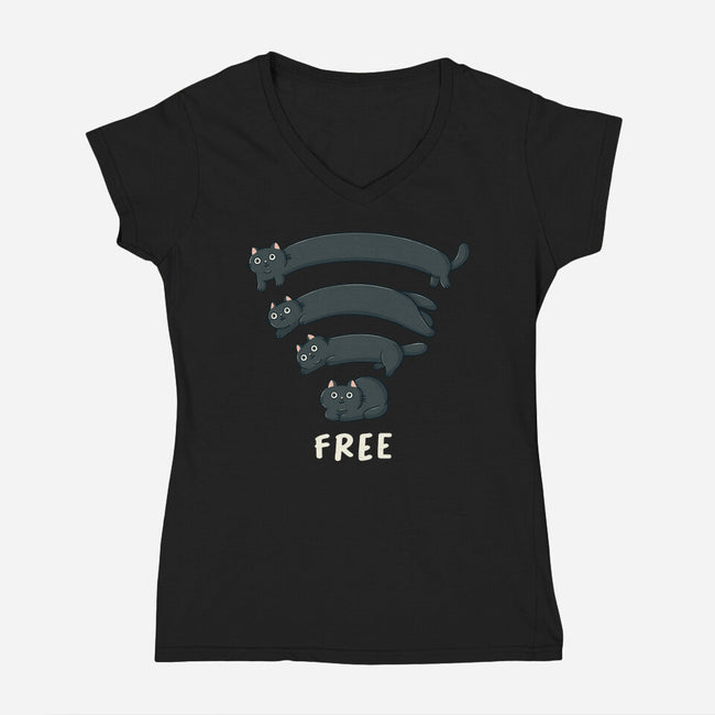 Catfi Free-Womens-V-Neck-Tee-Freecheese