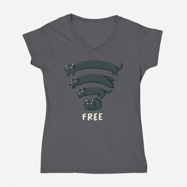 Catfi Free-Womens-V-Neck-Tee-Freecheese