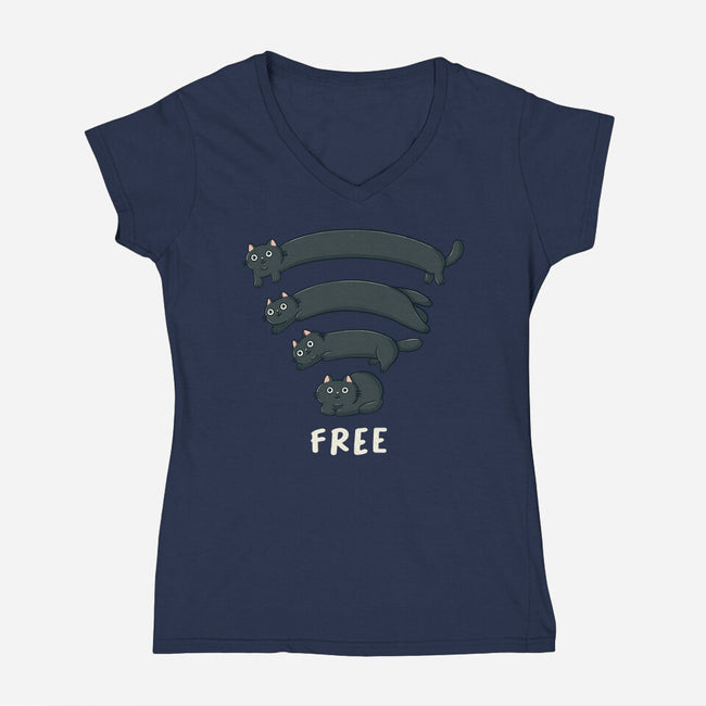Catfi Free-Womens-V-Neck-Tee-Freecheese