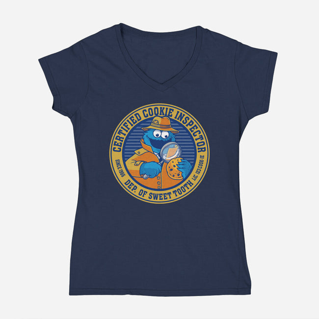 Certified Cookie Inspector-Womens-V-Neck-Tee-erion_designs