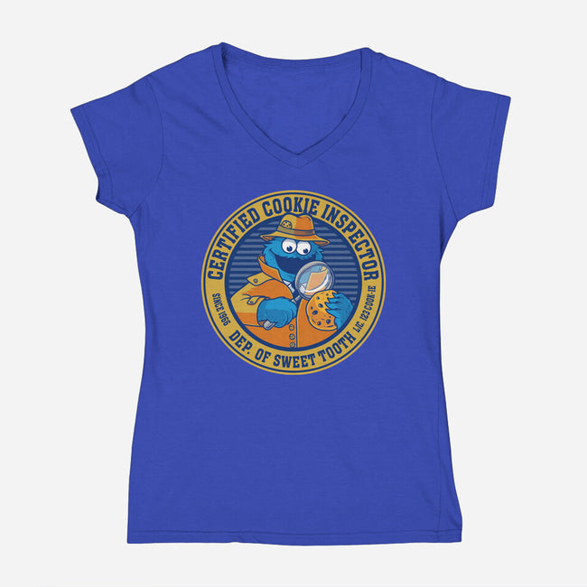 Certified Cookie Inspector-Womens-V-Neck-Tee-erion_designs