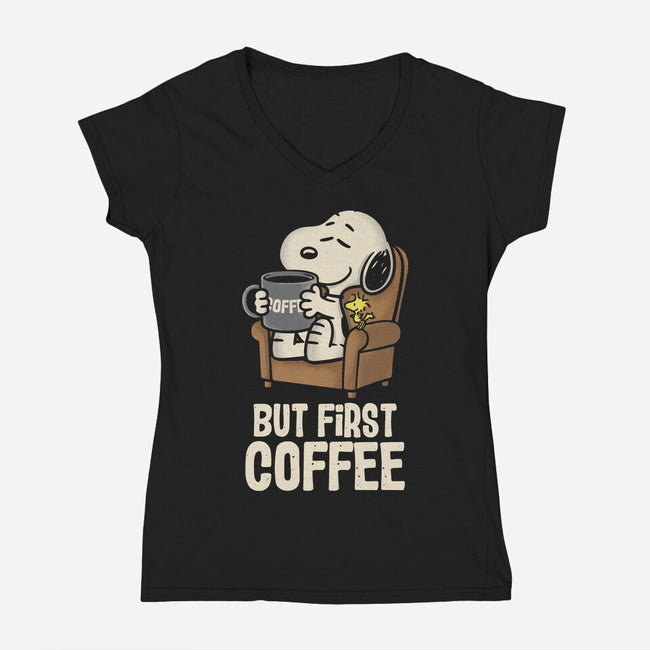 I Will Have My Coffee First-Womens-V-Neck-Tee-turborat14