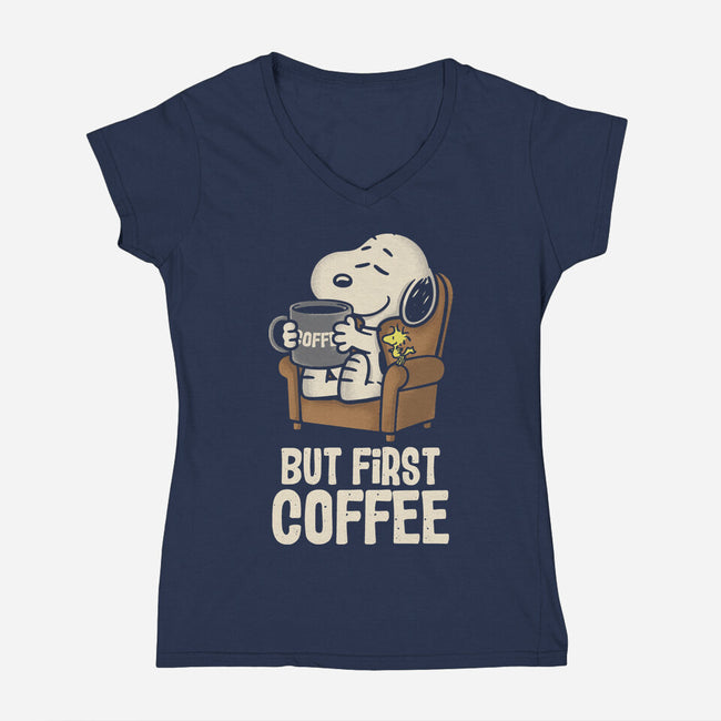 I Will Have My Coffee First-Womens-V-Neck-Tee-turborat14