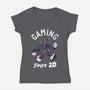 Gaming Since 2D-Womens-V-Neck-Tee-rocketman_art