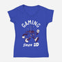 Gaming Since 2D-Womens-V-Neck-Tee-rocketman_art