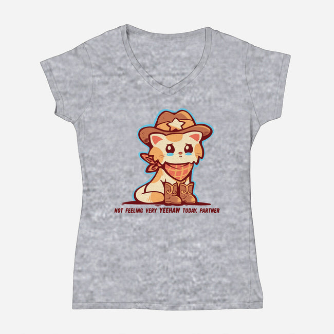 Not Feeling Very Yeehaw-Womens-V-Neck-Tee-TechraNova