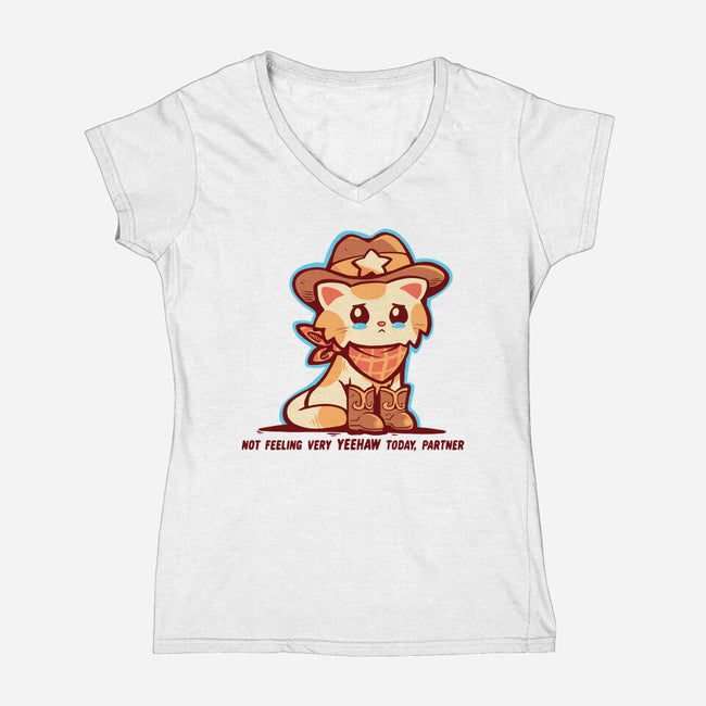 Not Feeling Very Yeehaw-Womens-V-Neck-Tee-TechraNova