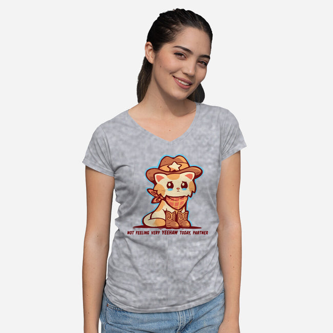 Not Feeling Very Yeehaw-Womens-V-Neck-Tee-TechraNova
