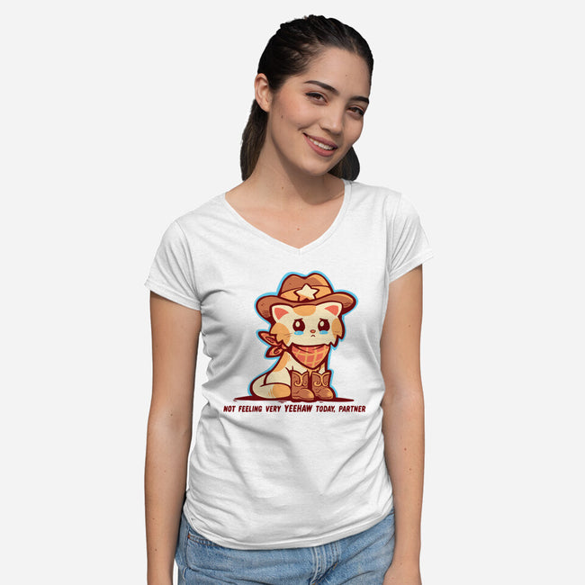 Not Feeling Very Yeehaw-Womens-V-Neck-Tee-TechraNova