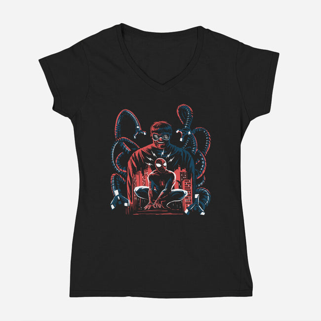 The Shadow Of The Octopus-Womens-V-Neck-Tee-zascanauta