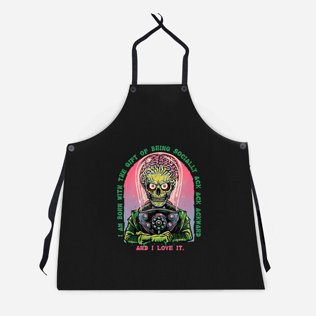 Socially Ack Ack Ackward-Unisex-Kitchen-Apron-glitchygorilla