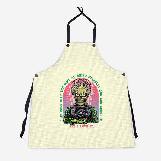 Socially Ack Ack Ackward-Unisex-Kitchen-Apron-glitchygorilla