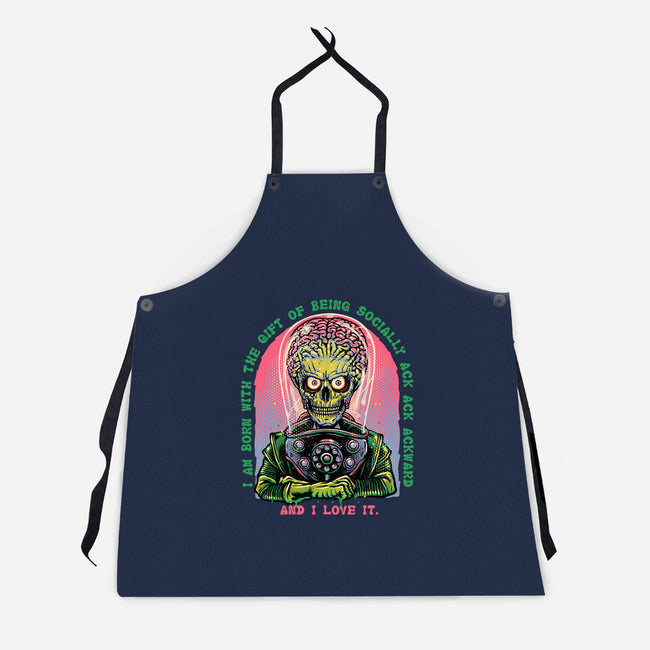 Socially Ack Ack Ackward-Unisex-Kitchen-Apron-glitchygorilla