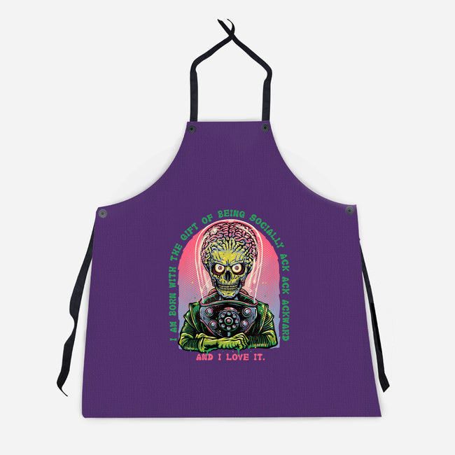 Socially Ack Ack Ackward-Unisex-Kitchen-Apron-glitchygorilla