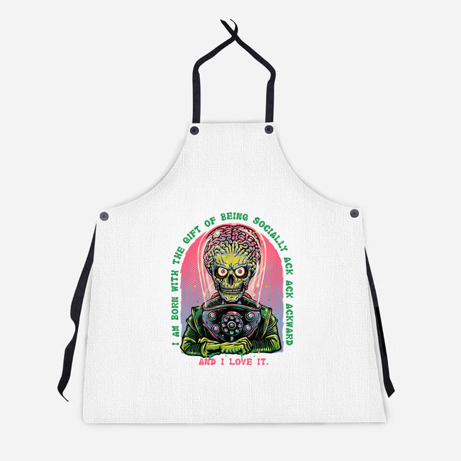 Socially Ack Ack Ackward-Unisex-Kitchen-Apron-glitchygorilla