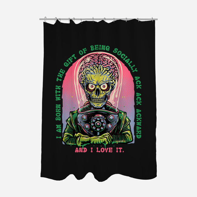 Socially Ack Ack Ackward-None-Polyester-Shower Curtain-glitchygorilla