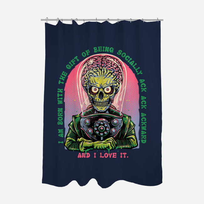 Socially Ack Ack Ackward-None-Polyester-Shower Curtain-glitchygorilla
