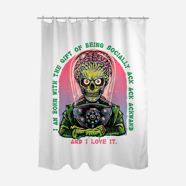 Socially Ack Ack Ackward-None-Polyester-Shower Curtain-glitchygorilla